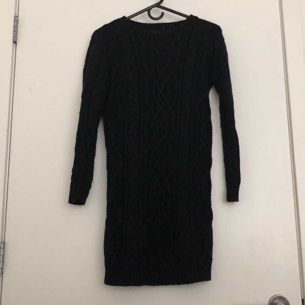 Black cable knit sweater dress
